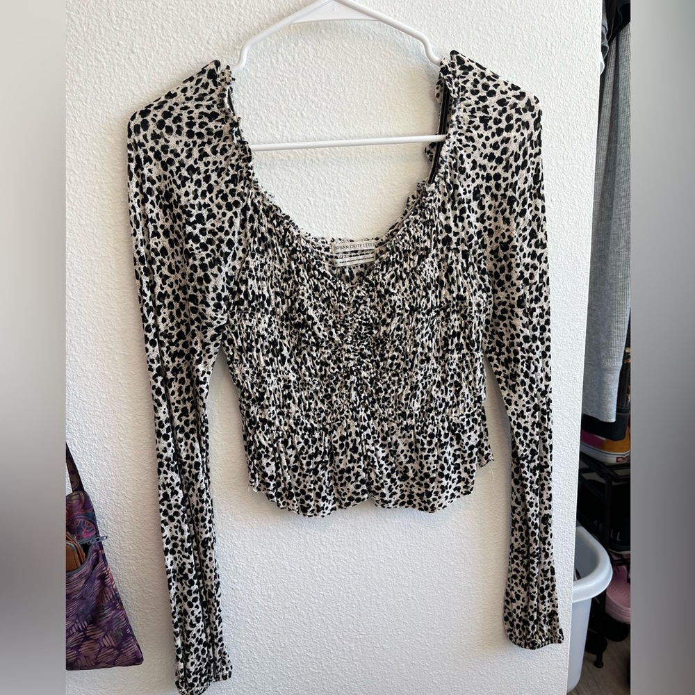 Urban Outfitters Shaina ruched long sleeve cheetah print.